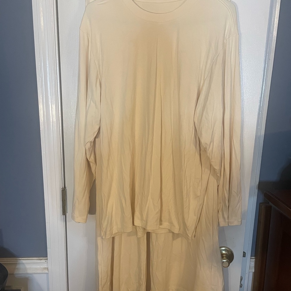 Cream Long Sleeve Top and Pants  Set